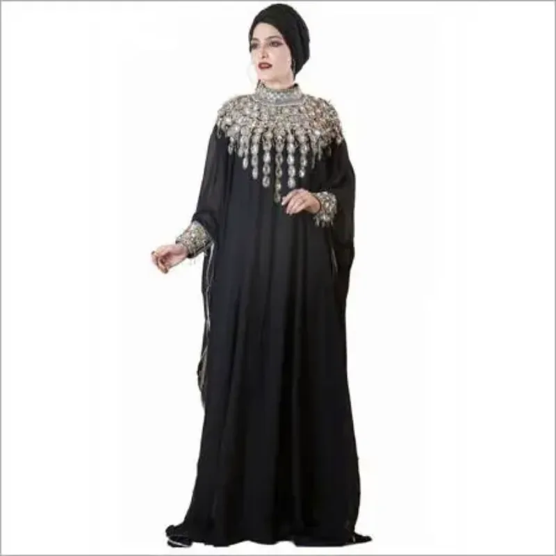 Picture of Radhe Designer Black Georgette Kaftan Dress for Women - F8400
