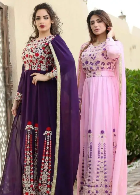 Picture of Multicolor Georgette Jilbab Dress with Bridal Party Wear for Women Chic Style