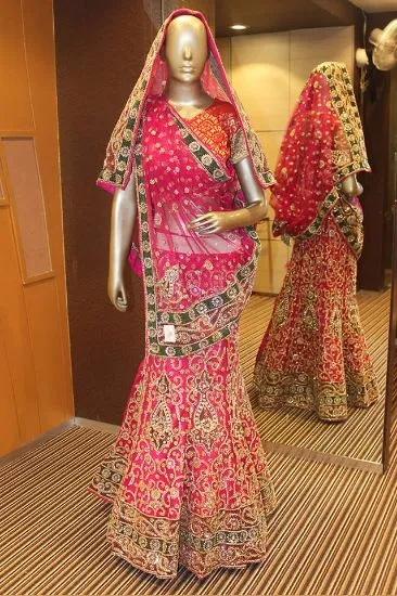 Picture of blush pink & gold embroidered lace lehenga saree sari w