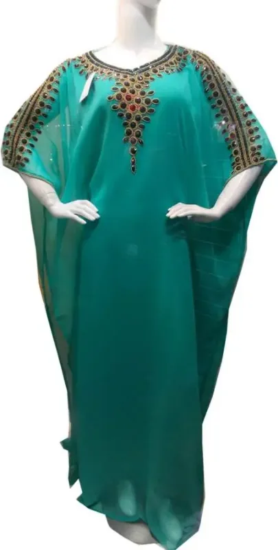 Picture of Yellow Georgette Jilbab Dress with Embroidered Wedding for Women Elegant Style