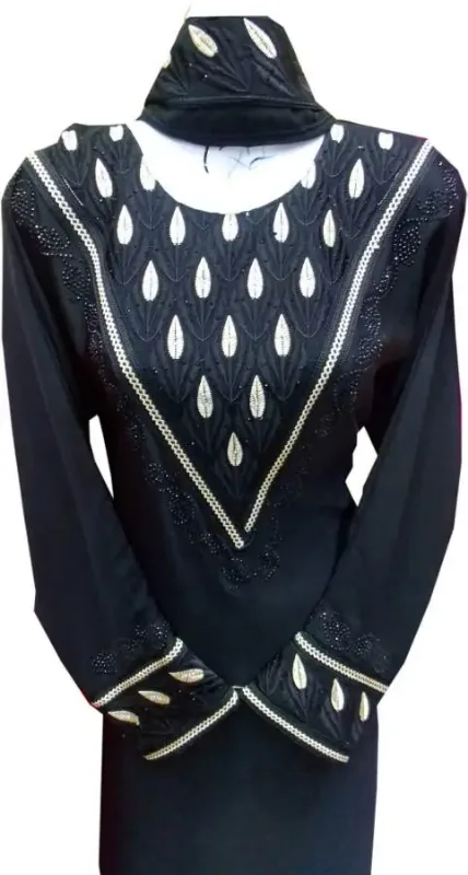 Picture of Black Georgette Jilbab Dress with Beaded Party Wear for Women Party Style