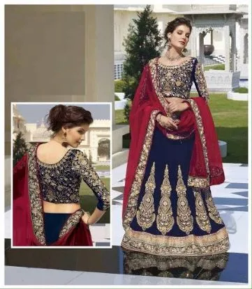 Picture of velvet fabric lehenga pakistani designer wedding leheng