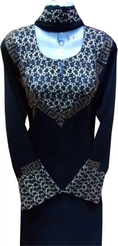 Picture of Multicolor Georgette Modest Dress for Women - Beaded Contemporary Ethnic Style