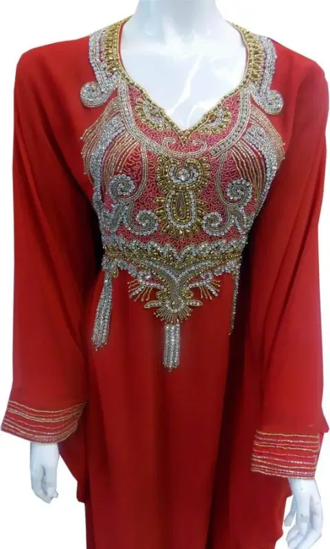 Picture of Black Georgette Kaftan Dress for Women - Draped Special Occasion Look