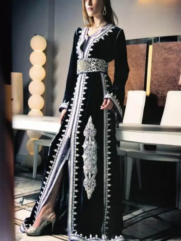 Picture of Radhe Designer Black Georgette Kaftan Dress for Women - F8485