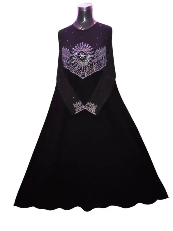 Picture of Blue Georgette Kaftan Dress for Women - Geometric Print Evening Wear Look