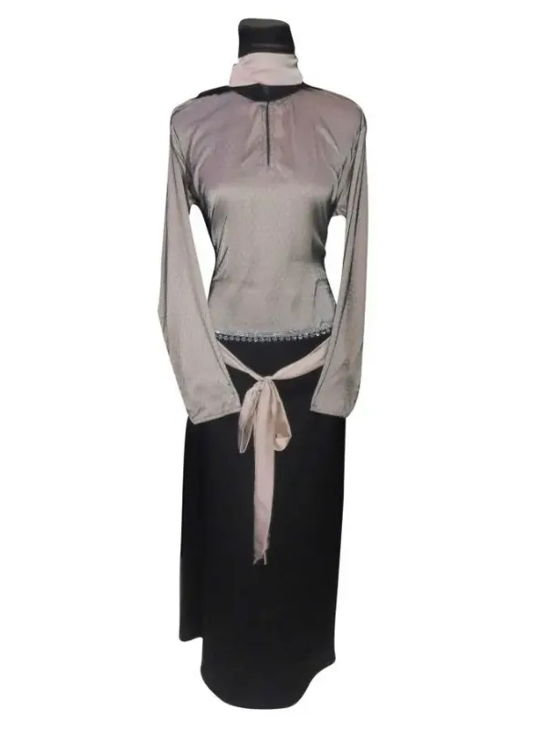 Picture of Black Georgette Kaftan Dress for Women - Layered Wedding Guest Style