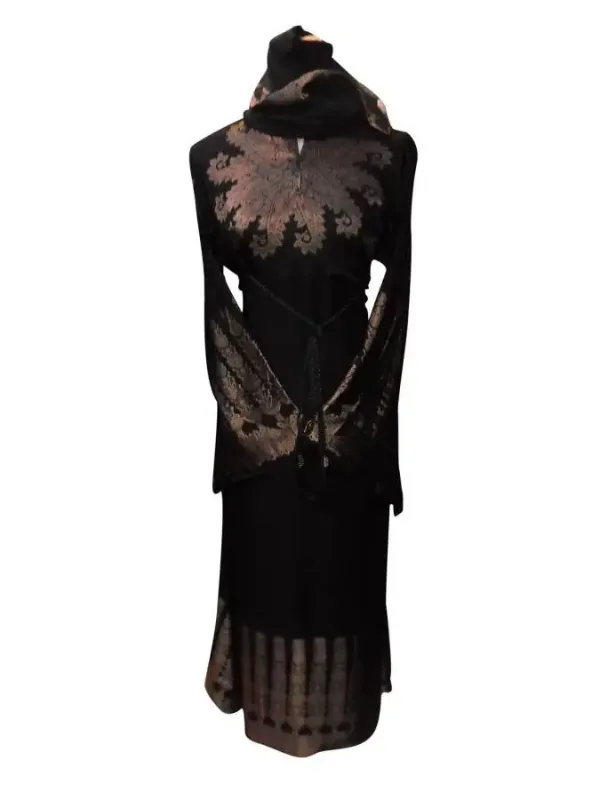 Picture of Yellow Georgette Kaftan Dress for Women - Foil Print Special Occasion Look
