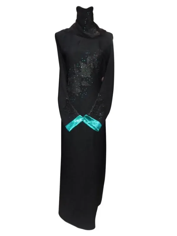 Picture of Multicolor Georgette Kaftan Dress for Women - Lace Evening Wear Look