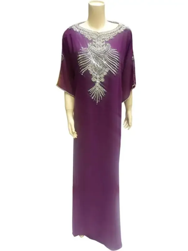 Picture of Black Georgette Kaftan Dress for Women - Printed Chic Modest Style