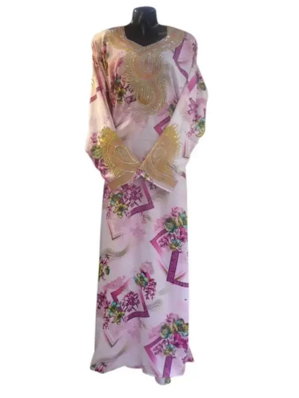 Picture of Multicolor Georgette Kaftan Dress for Women - Beaded Contemporary Ethnic Style