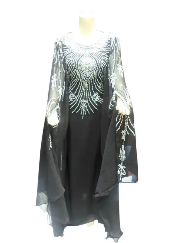 Picture of Pink Cotton Kaftan Dress for Women - Lace Elegant Draped Look