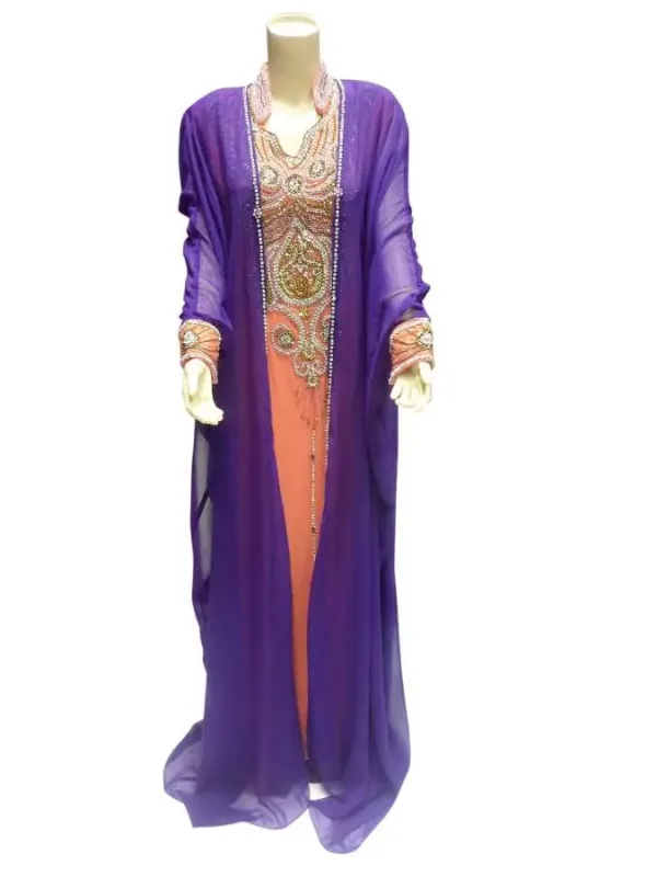 Picture of Black Georgette Kaftan Dress for Women - Layered Ceremony Wear Style