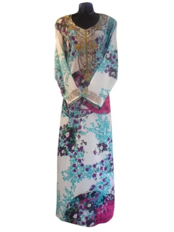 Picture of Multicolor Georgette Kaftan Dress for Women - Geometric Print Graceful Party Look