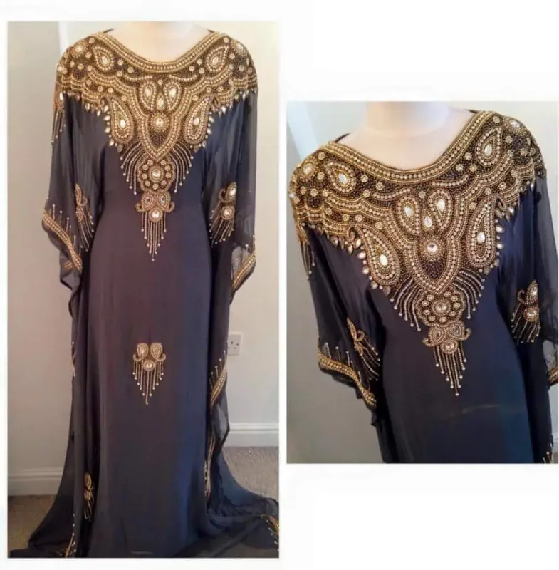 Picture of Multicolor Georgette Kaftan Dress for Women - Draped Soft Flowing Style