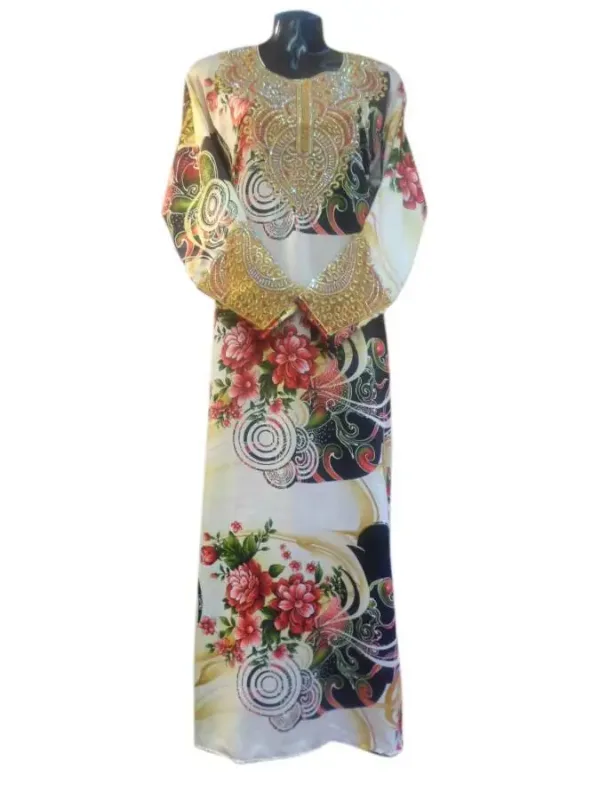 Picture of White Georgette Kaftan Dress for Women - Panelled Daily Occasion Style
