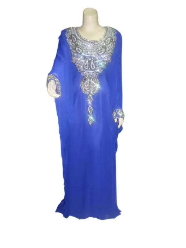 Picture of Black Georgette Kaftan Dress for Women - Embroidered Elegant Draped Look