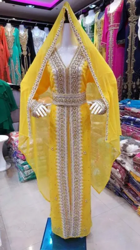 Picture of Multicolor Georgette Kaftan Dress for Women - Panelled Contemporary Ethnic Style