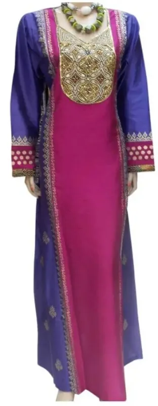 Picture of Multicolor Georgette Kaftan Dress for Women - Mirror Work Stylish Occasion Look