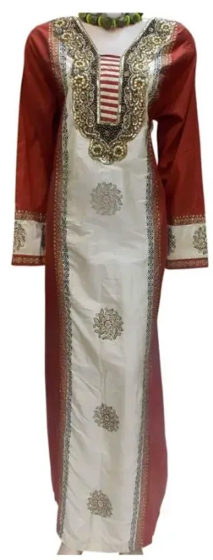 Picture of Yellow Georgette Kaftan Dress for Women - Printed Printed Style