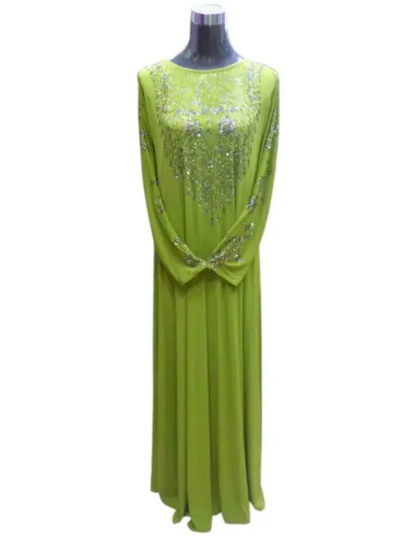Picture of Yellow Georgette Kaftan Dress for Women - Panelled Classic Evening Style