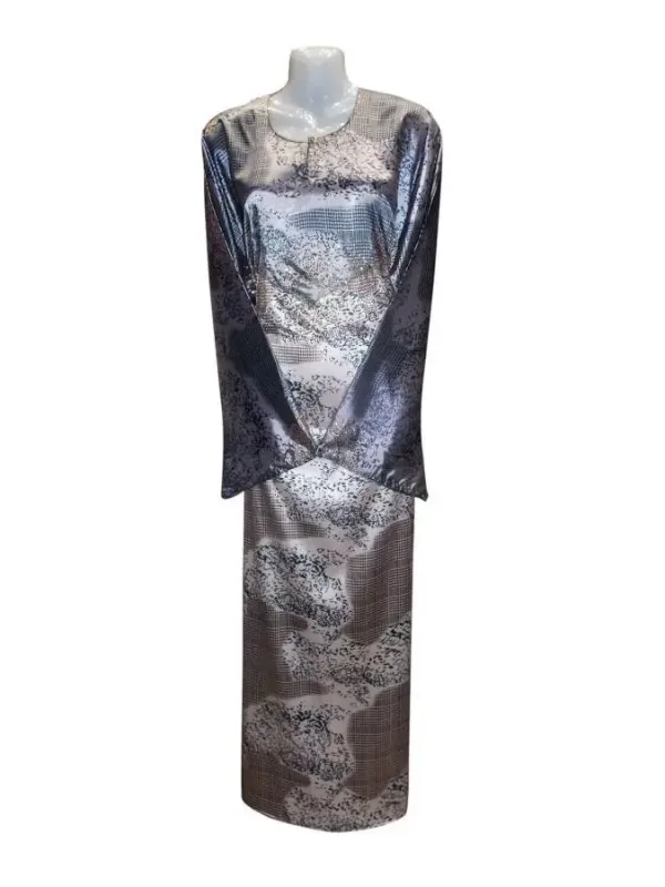 Picture of Black Georgette Kaftan Dress for Women - Bordered Layered Look