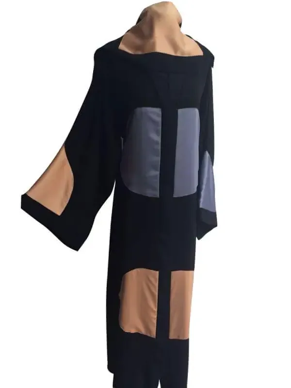 Picture of White Georgette Kaftan Dress for Women - Abstract Print Graceful A Line Style