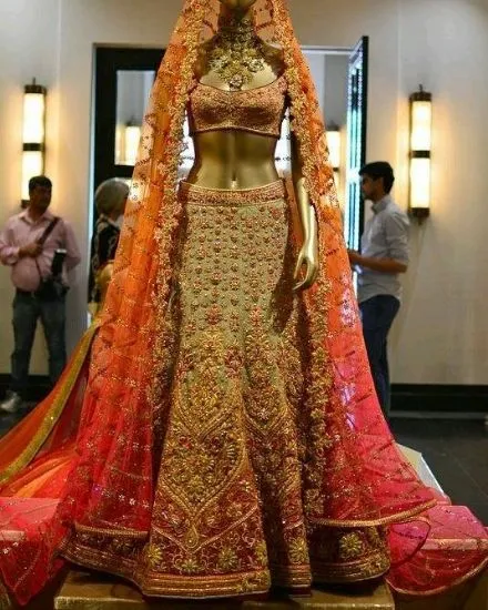 Picture of bridal wedding designer lehenga choli embroidered red s