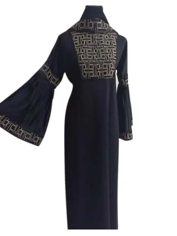 Picture of Blue Georgette Kaftan Dress for Women - Lace Stylish Occasion Look