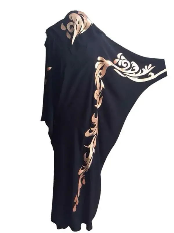 Picture of White Georgette Kaftan Dress for Women - Bordered Comfort Fit Style