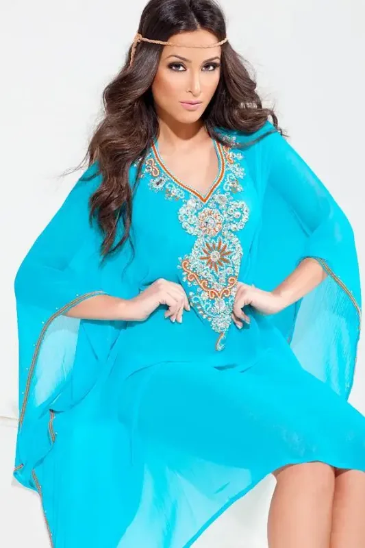 Picture of Radhe Designer Yellow Georgette Kaftan Dress for Women - F8350