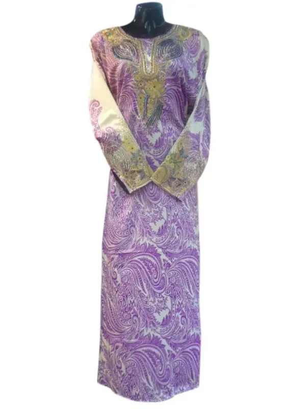 Picture of Yellow Georgette Kaftan Dress for Women - Layered Flared Hem Style