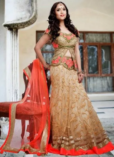 Picture of 3d bridal lehenga design,how to wear a lehenga saree st