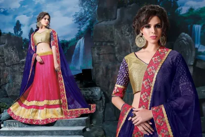 Picture of 3 color bridal lehenga,lehenga saree blouse designschan