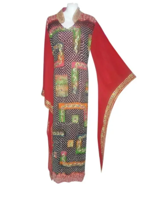 Picture of Multicolor Georgette Kaftan Dress for Women - Abstract Print Statement Party Style
