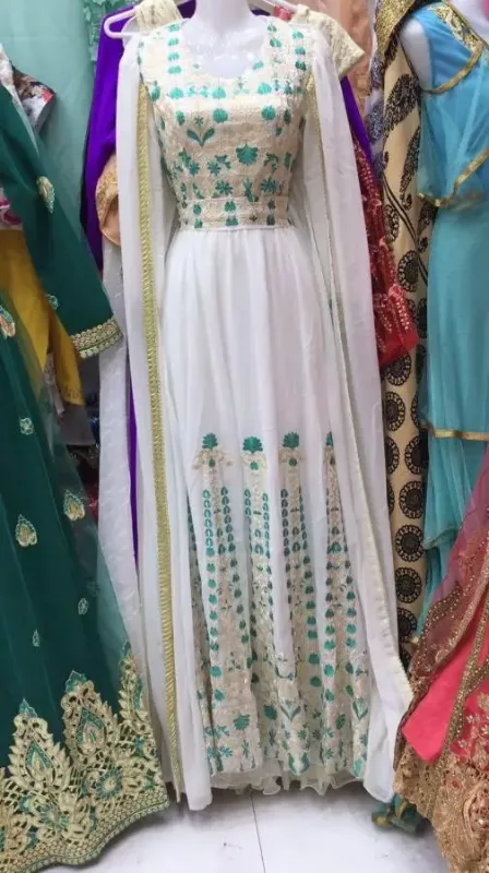Picture of Blue Georgette Kaftan Dress for Women - Lace Elegant Draped Look