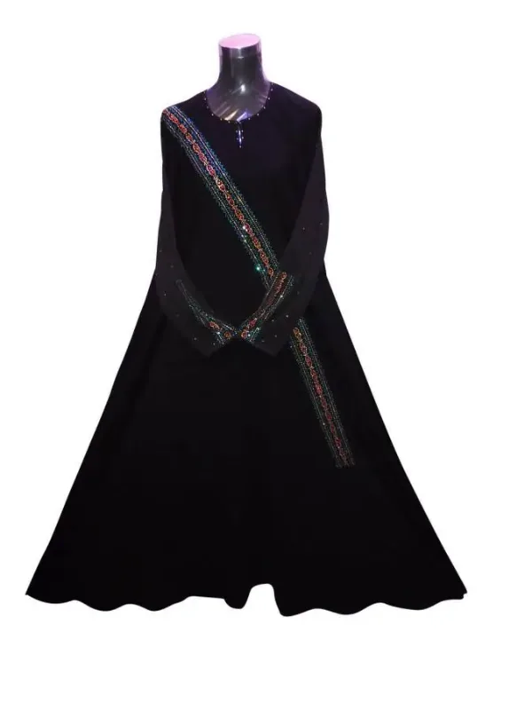 Picture of Black Georgette Kaftan Dress for Women - Paisley Print Modern Party Style
