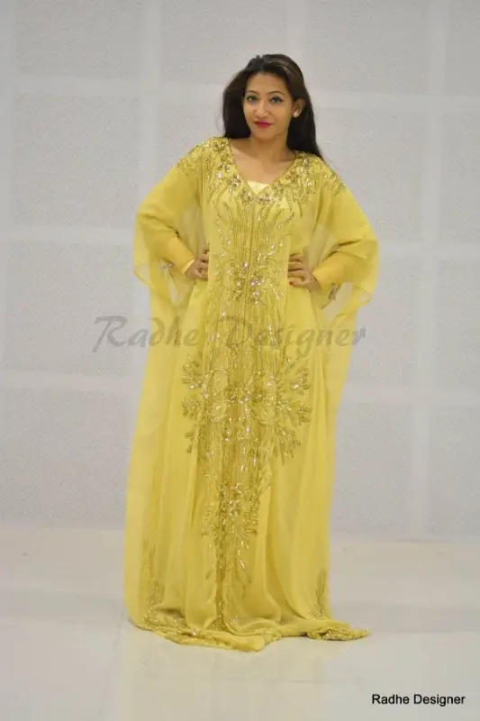 Picture of Radhe Designer White Georgette Kaftan Dress for Women - Y478