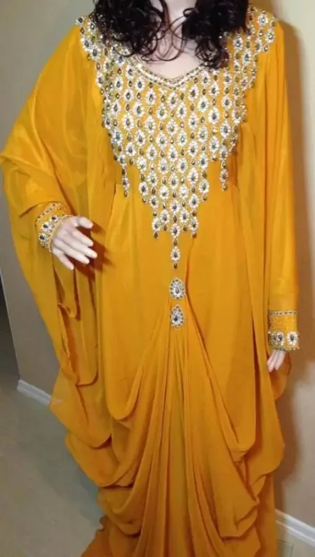 Picture of Radhe Designer White Georgette Kaftan Dress for Women - F7927