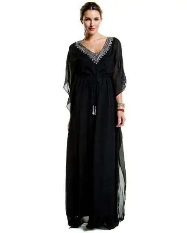 Picture of Radhe Designer White Georgette Kaftan Dress for Women - F7978