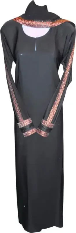 Picture of Black Georgette Kaftan Dress for Women - Embroidered Elegant Occasion Style
