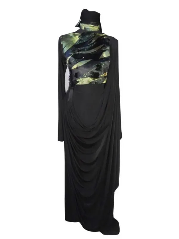 Picture of Multicolor Georgette Kaftan Dress for Women - Foil Print Ceremony Wear Style