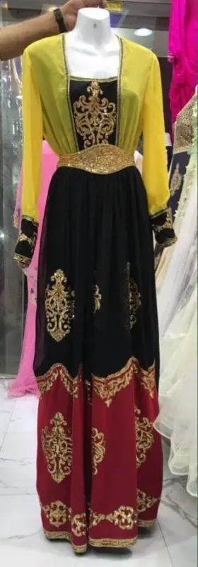 Picture of Multicolor Georgette Kaftan Dress for Women - Sequined Elegant Draped Look