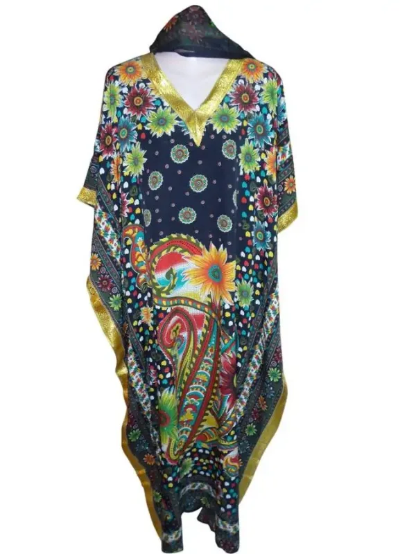 Picture of White Georgette Kaftan Dress for Women - Plain Modern Ethnic Look