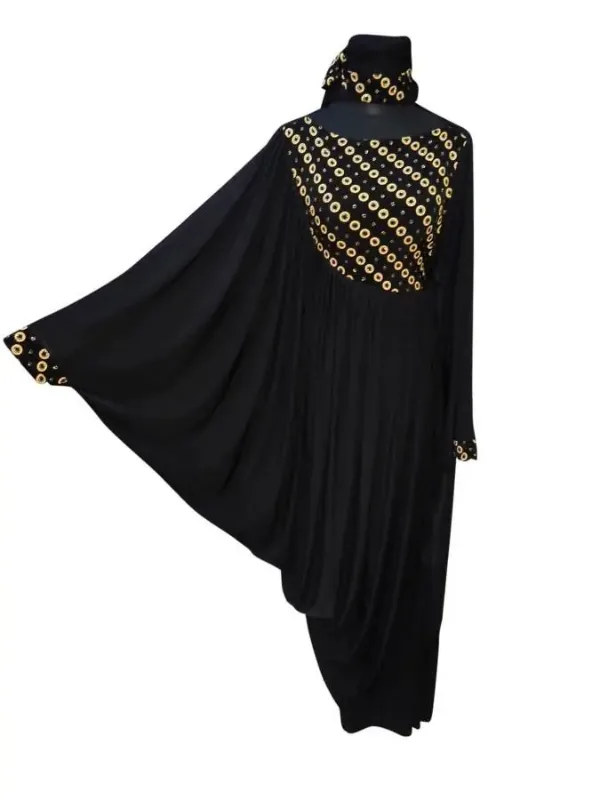 Picture of Blue Georgette Kaftan Dress for Women - Plain Soft Fabric Look