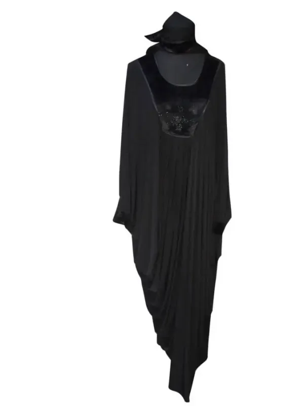 Picture of Blue Georgette Kaftan Dress for Women - Abstract Print Decorative Trim Style