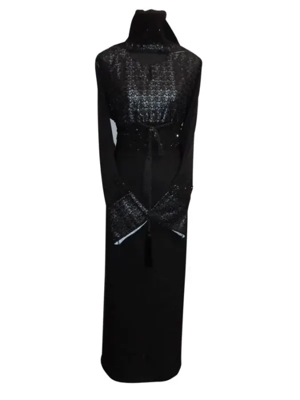 Picture of Black Georgette Kaftan Dress for Women - Flared Contemporary Ethnic Style