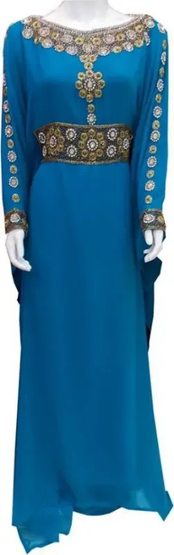 Picture of Radhe Designer White Georgette Kaftan Dress for Women - F8069