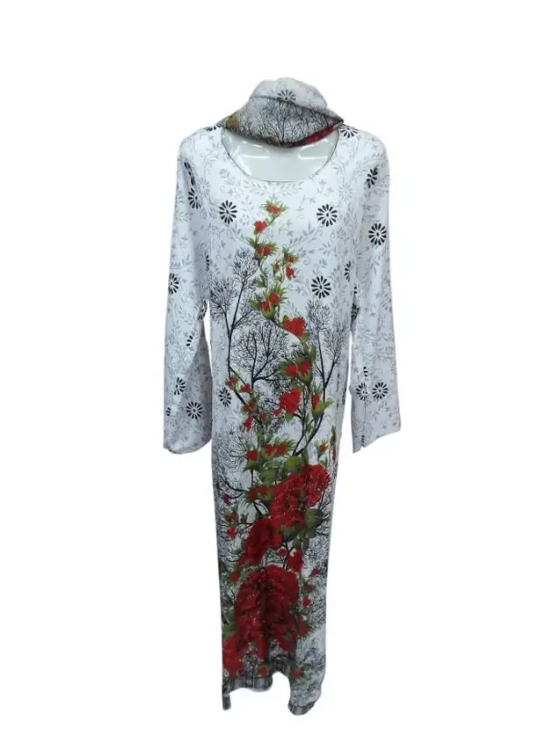 Picture of Multicolor Georgette Kaftan Dress for Women - Stone Work Elegant Draped Look