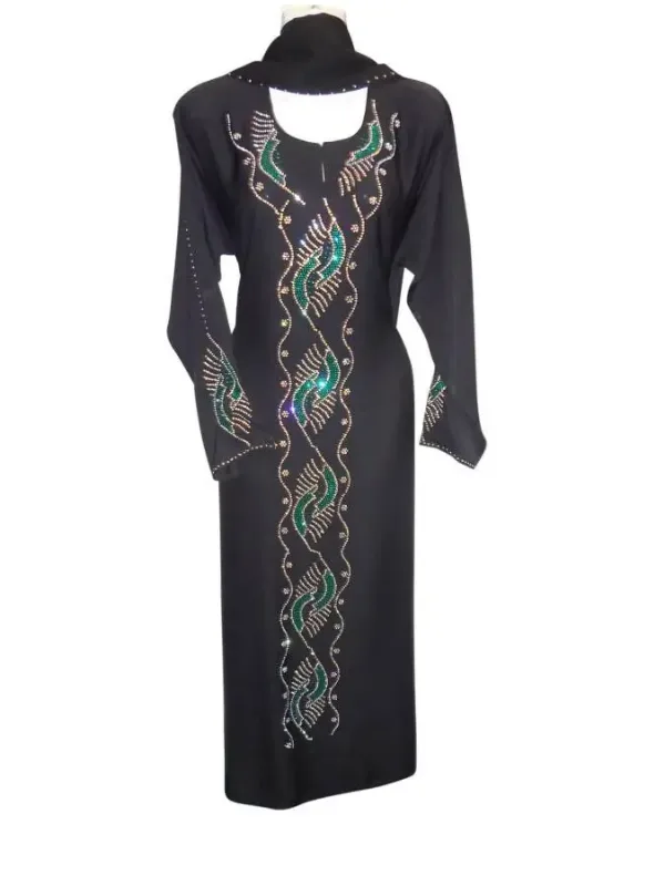Picture of White Georgette Kaftan Dress for Women - Foil Print Festive Party Look